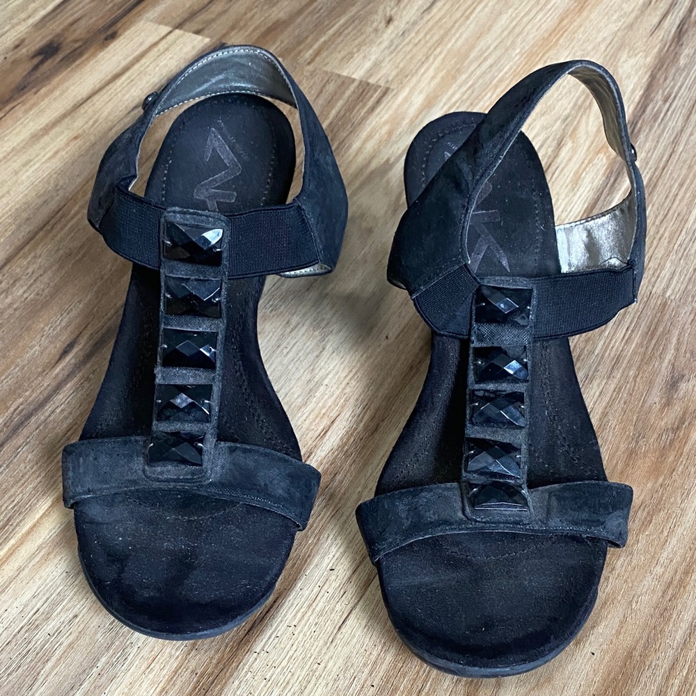 Anne Klein Black Wedge Sandals